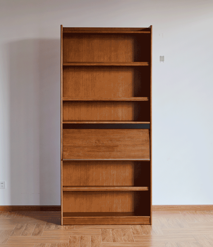 Vintage boxwood modular bookshelf mura layered structure.
