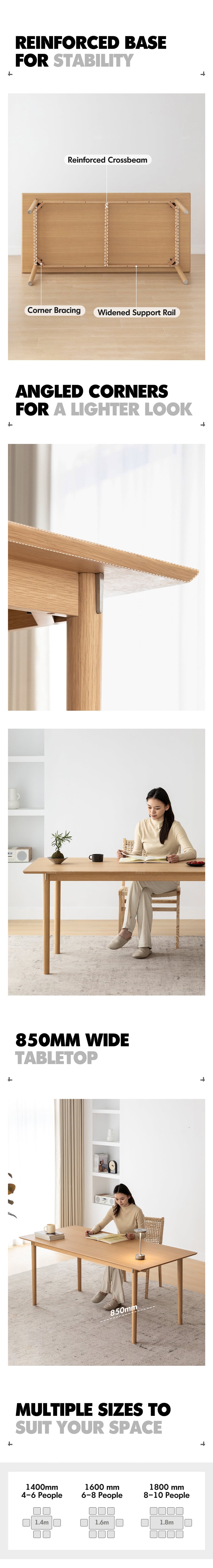 more product details and feature of Minimalist Ash Wood Dining Table BOREL