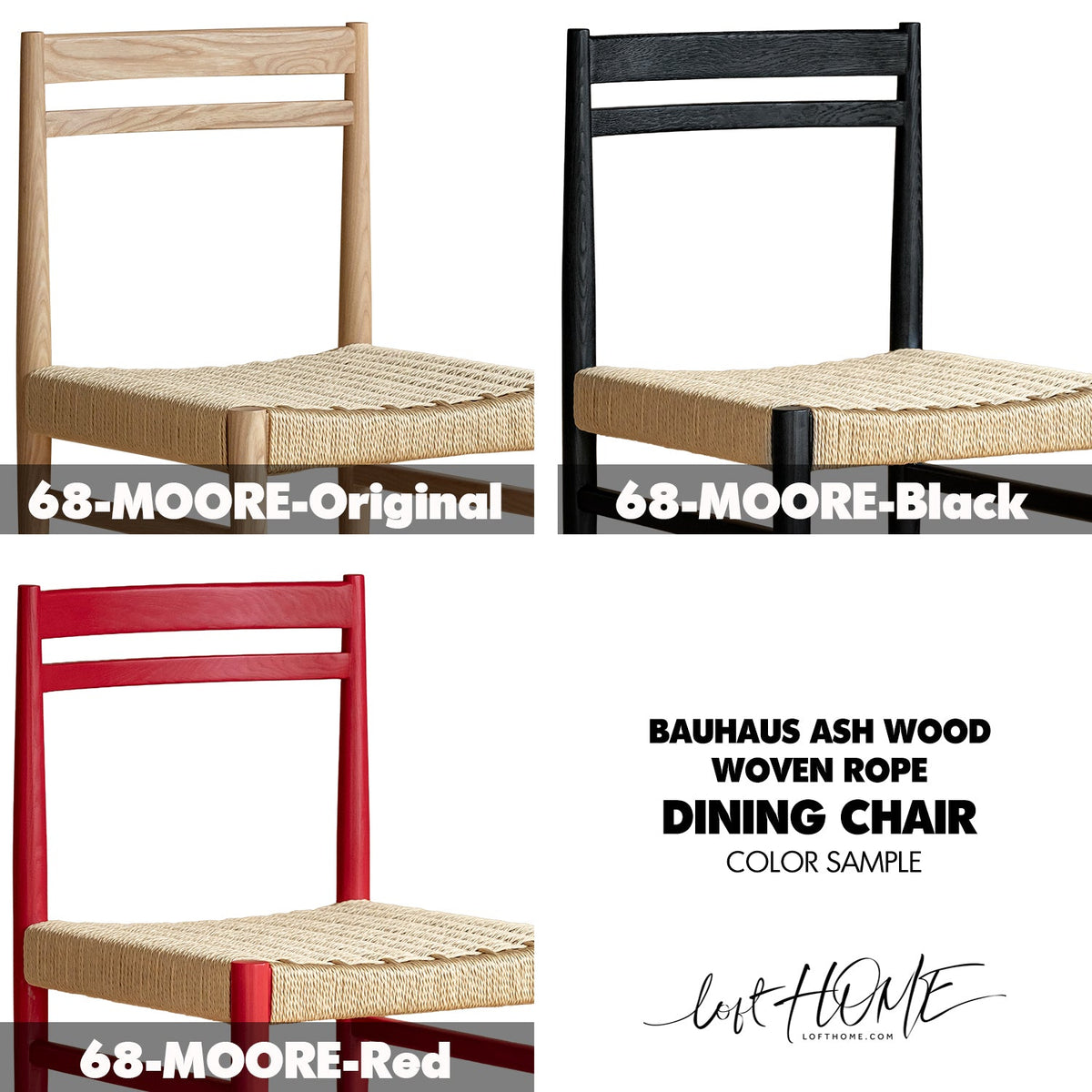 more color details of Bauhaus Ash Wood Woven Rope Dining Chair MOORE
