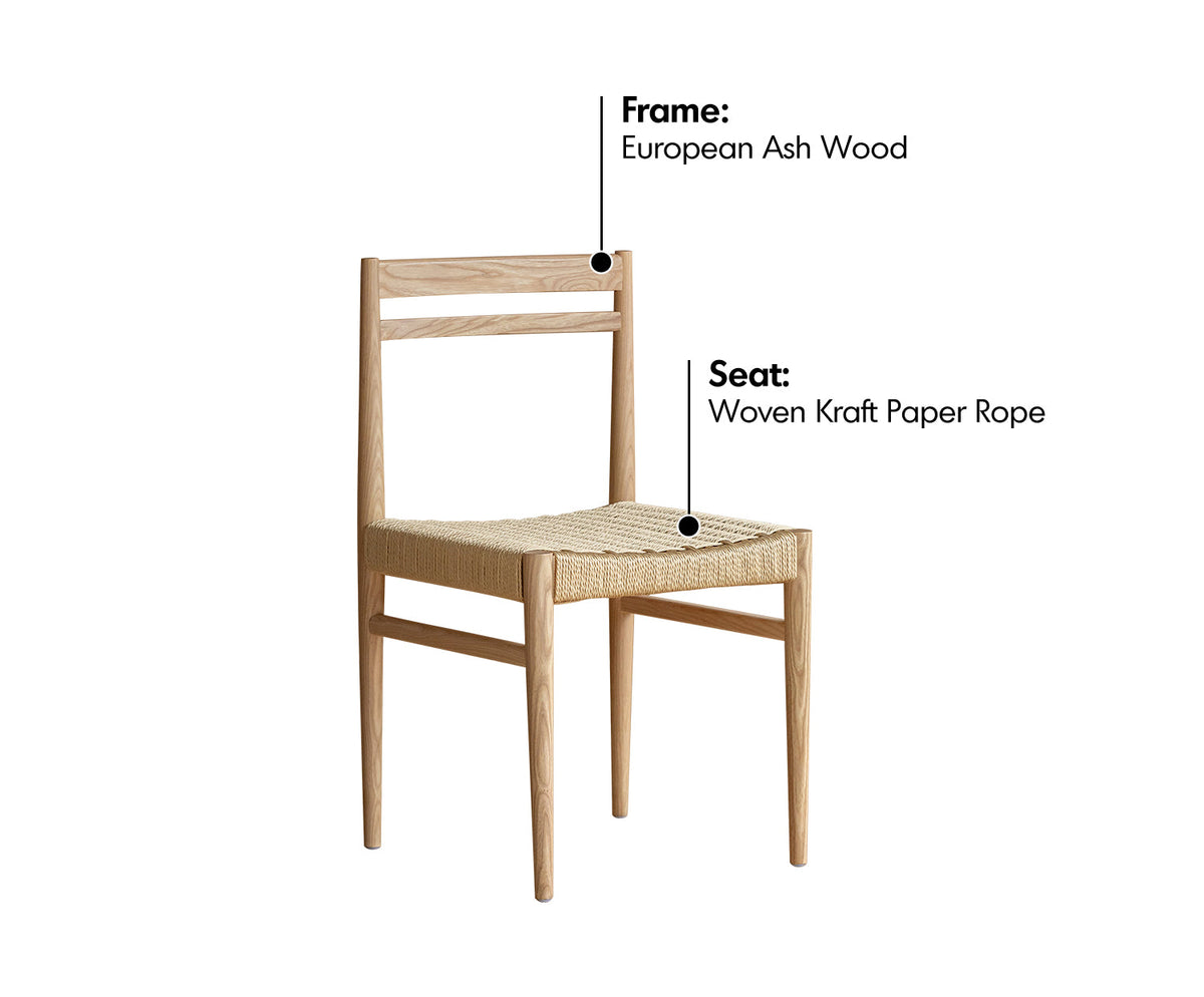 more material details of Bauhaus Ash Wood Woven Rope Dining Chair MOORE