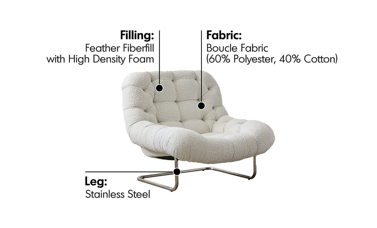 more material details of Bauhaus Boucle Fabric 1 Seater Sofa EMI