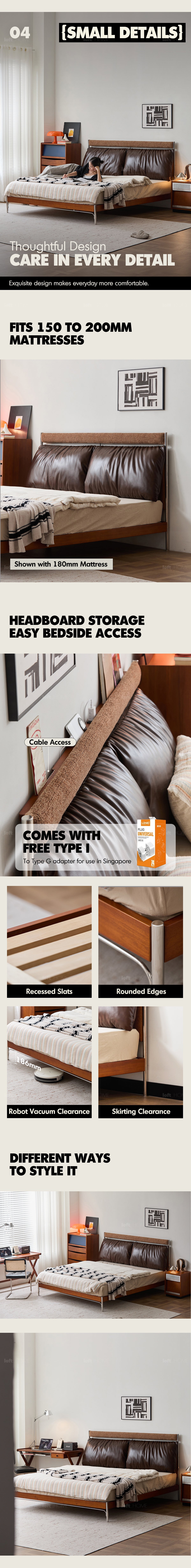 more product details and feature of Bauhaus Genuine Leather Bed SUPPLE BROWN