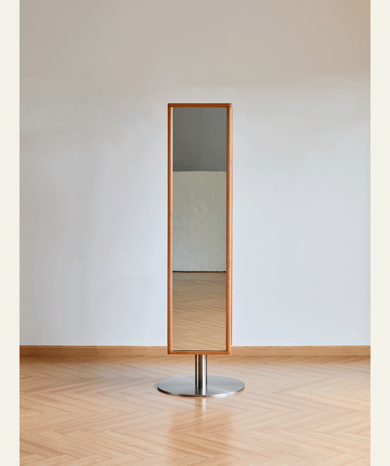 more product details and feature of Scandinavian Cherry Wood Revolving Shelf With Mirror TIMELESS