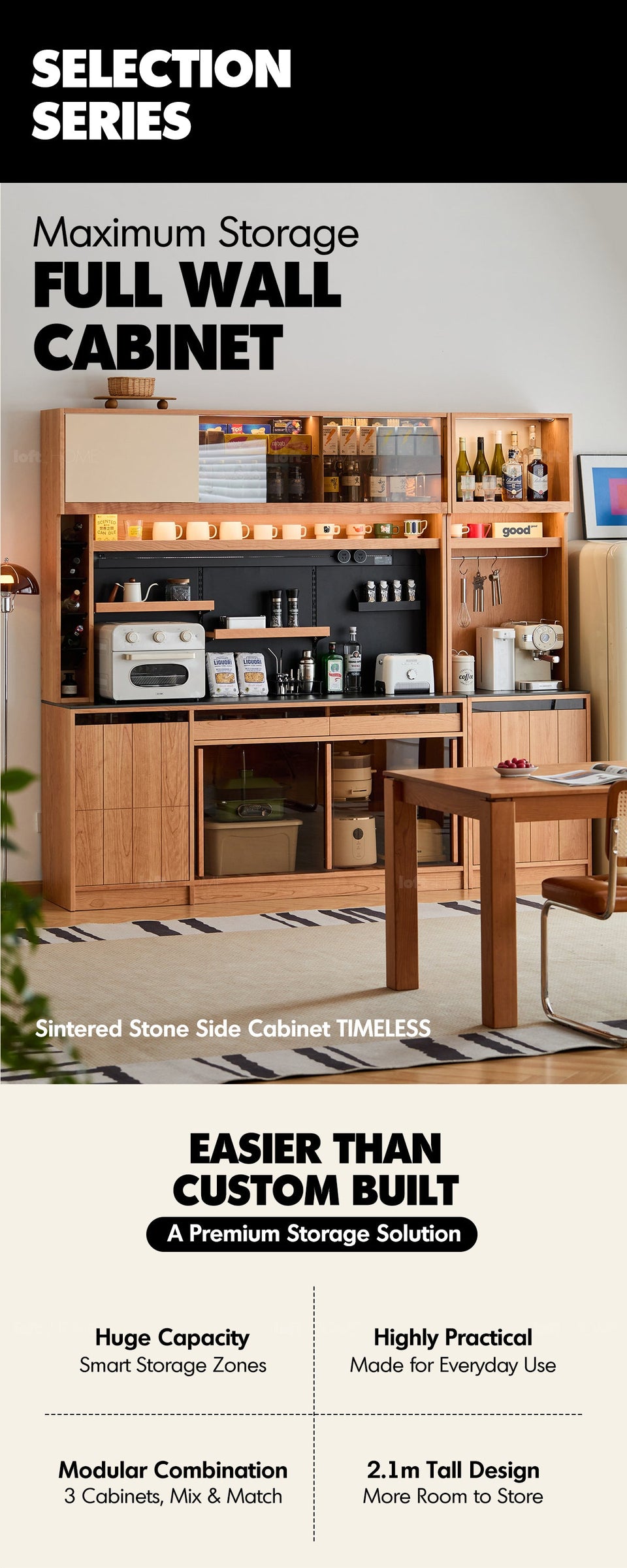 more product details and feature of Scandinavian Cherry Wood Sintered Stone Side Cabinet TIMELESS