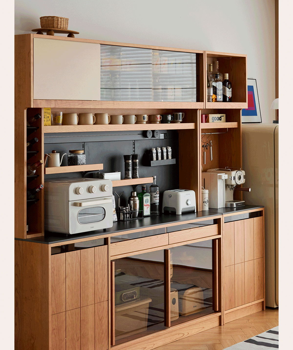 more product details and feature of Scandinavian Cherry Wood Sintered Stone Side Cabinet TIMELESS