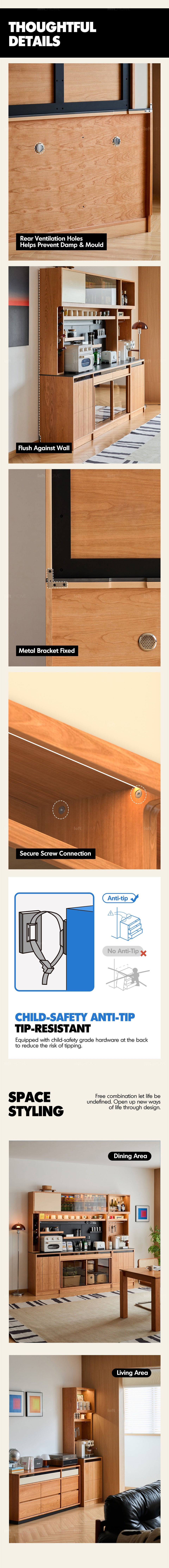 more product details and feature of Scandinavian Cherry Wood Sintered Stone Side Cabinet TIMELESS