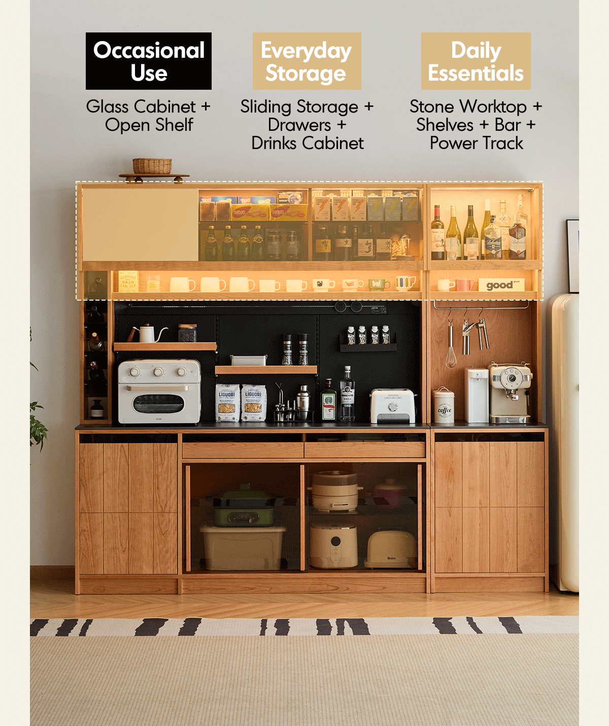 more product details and feature of Scandinavian Cherry Wood Sintered Stone Side Cabinet TIMELESS