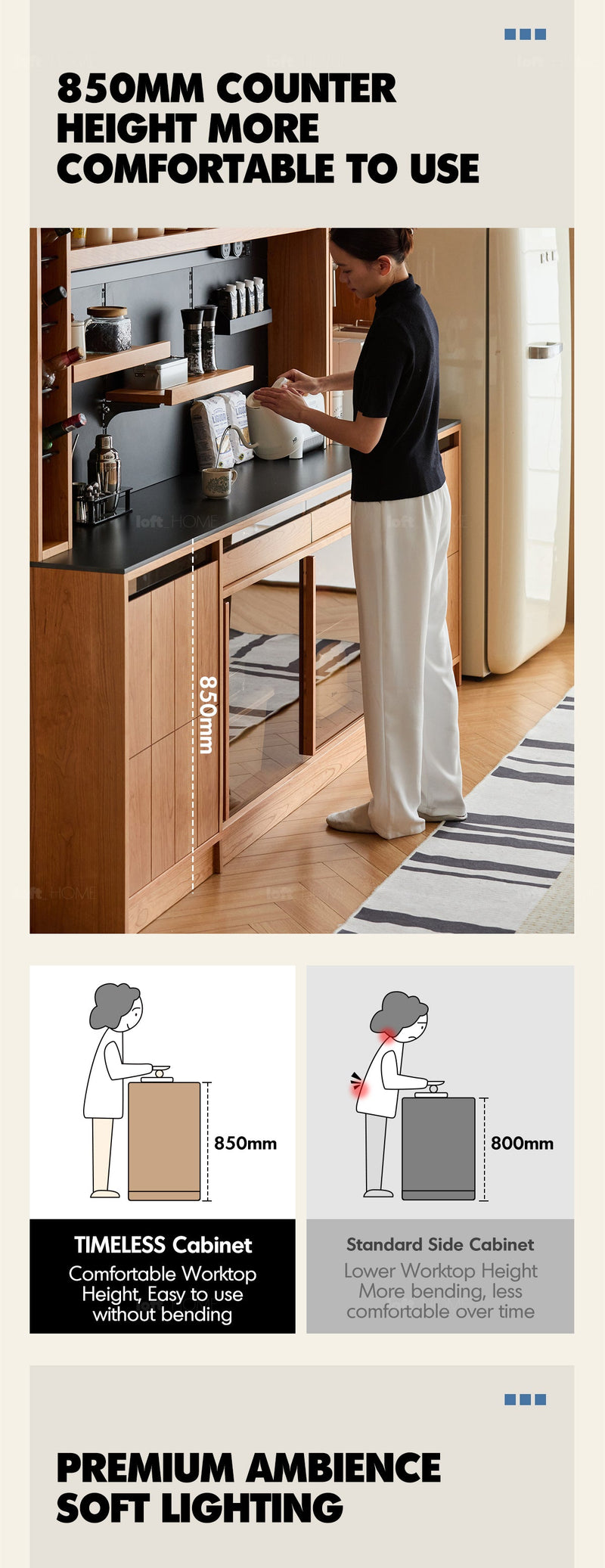 more product details and feature of Scandinavian Cherry Wood Sintered Stone Side Cabinet TIMELESS