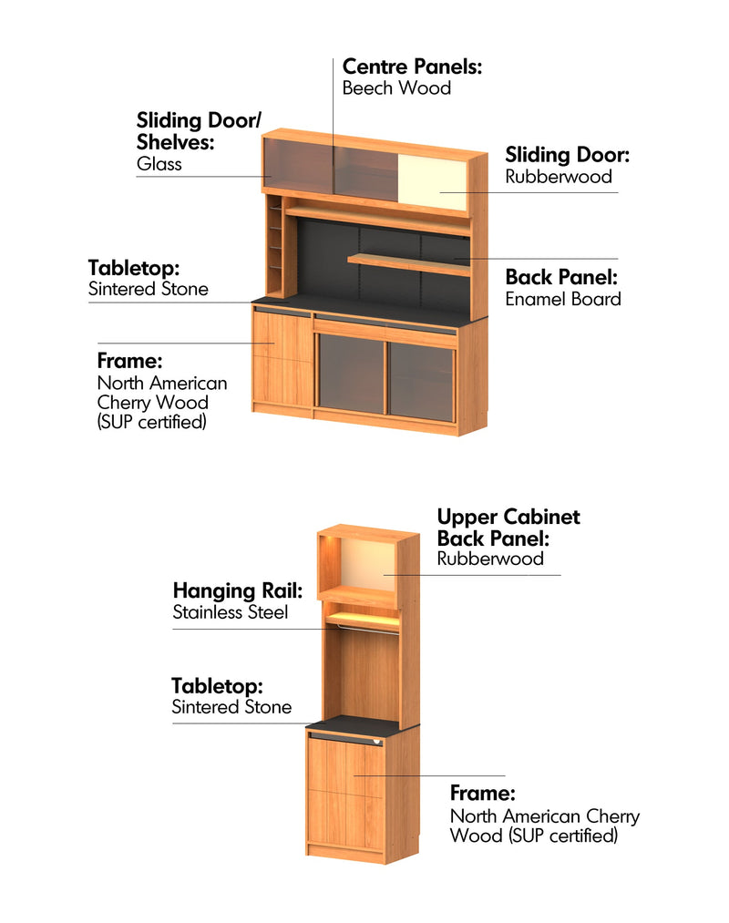 more material details of Scandinavian Cherry Wood Sintered Stone Side Cabinet TIMELESS