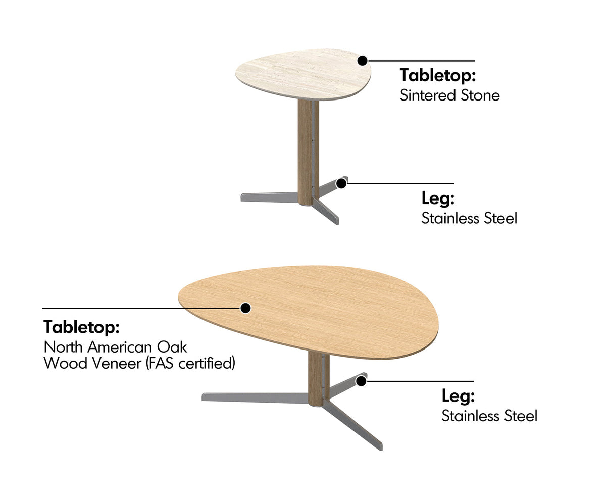 more material details of Minimalist Oak Wood Veneer Sintered Stone Coffee Table Set SOL