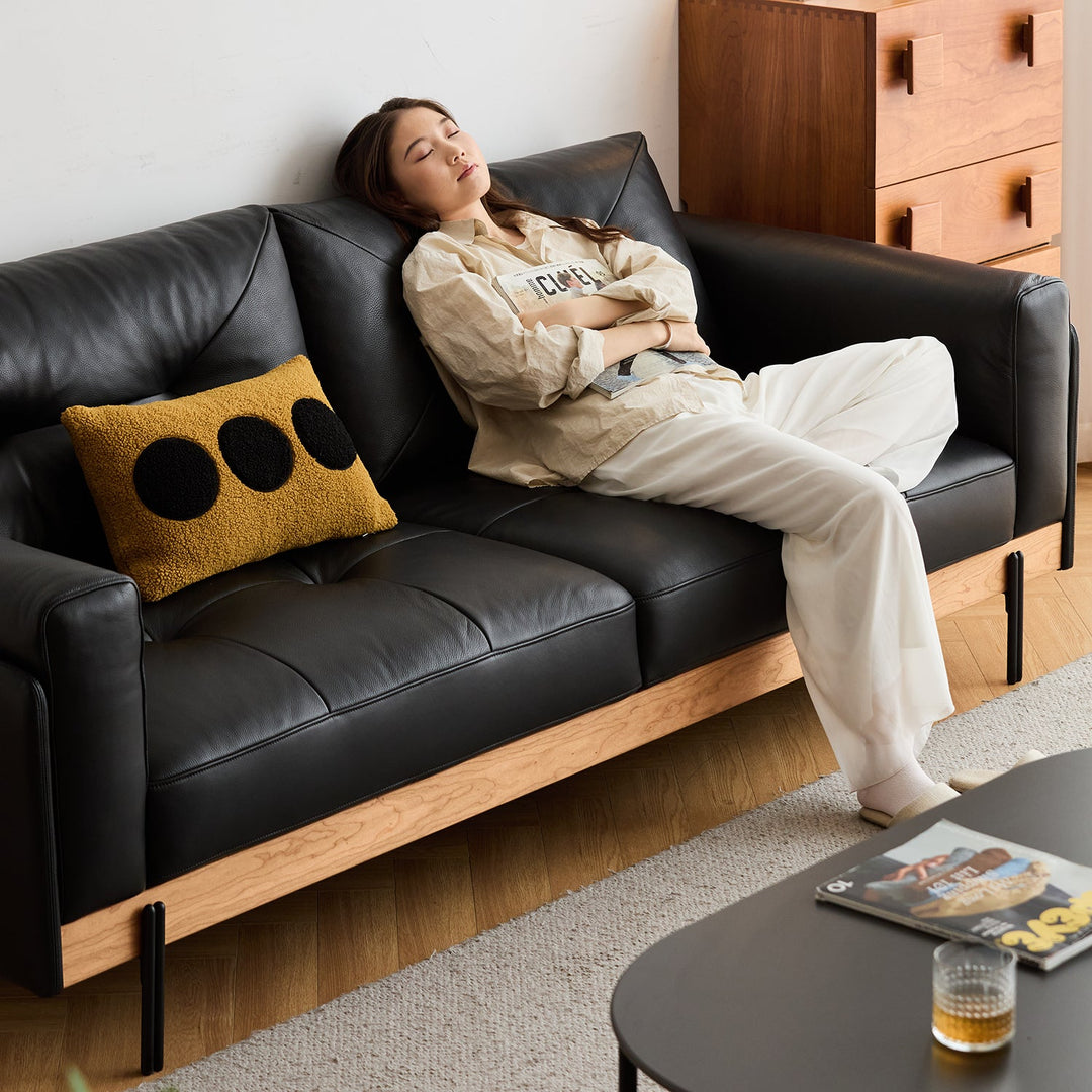 Bauhaus microfiber leather 4 seater sofa black size charts.