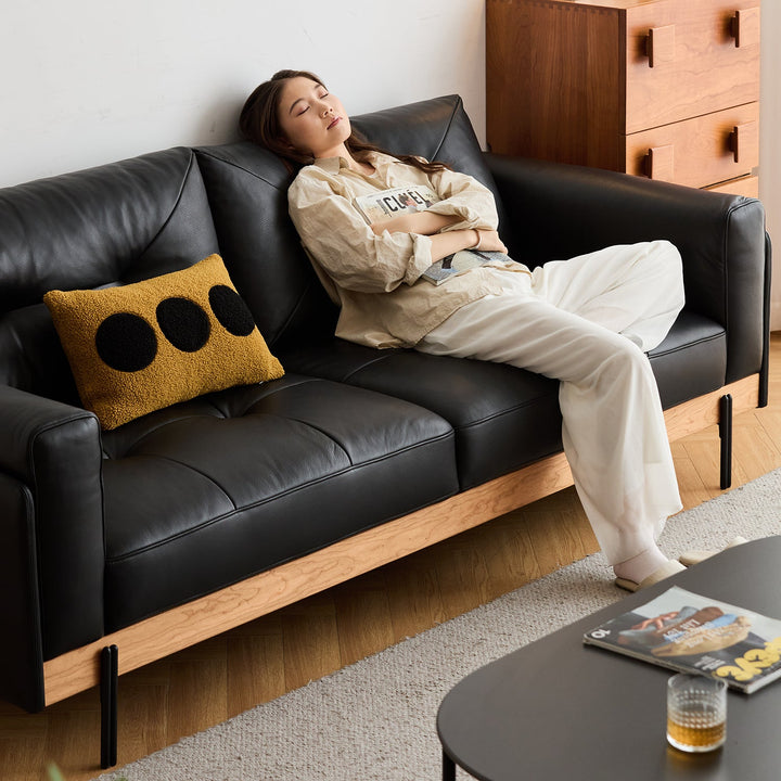 Vintage Microfiber Leather 2 Seater Sofa BLACK