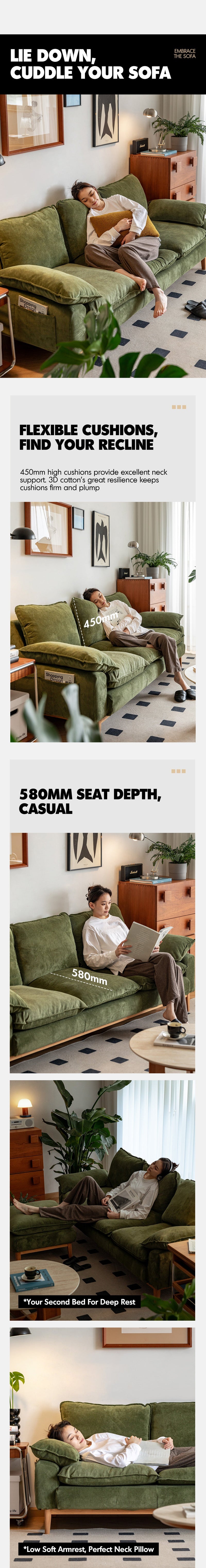 Scandinavian Corduroy Velvet Fabric 3 Seater Sofa INDIGO More Details and Instruction_3