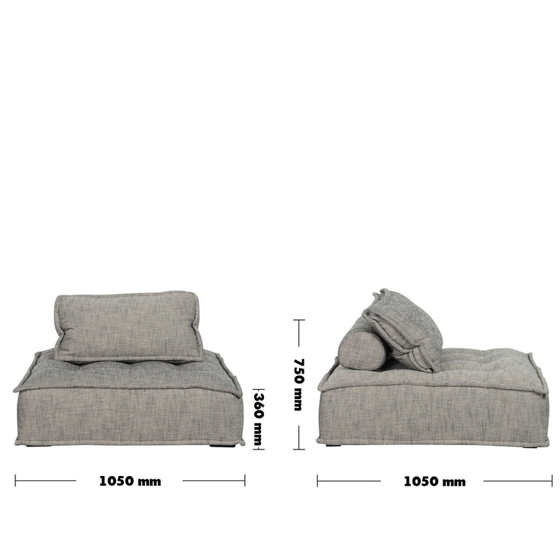 Vintage fabric 1 seater sofa element single size charts.