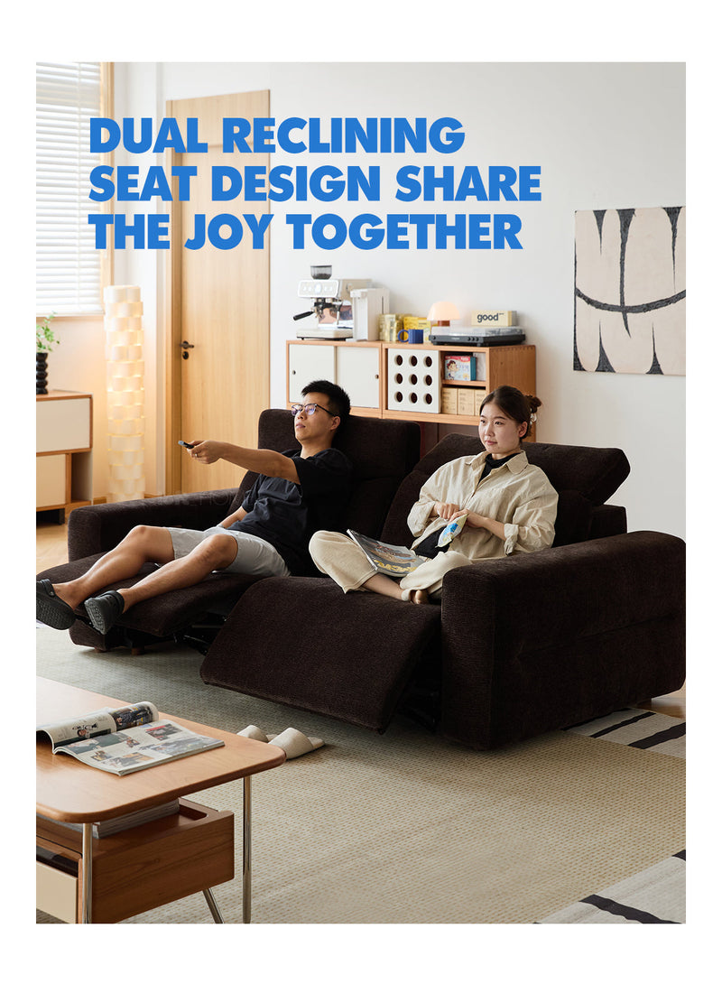 Cream Chenille Velvet Fabric Electric Recliner 2 Seater Sofa LOLO More Details and Instruction_3