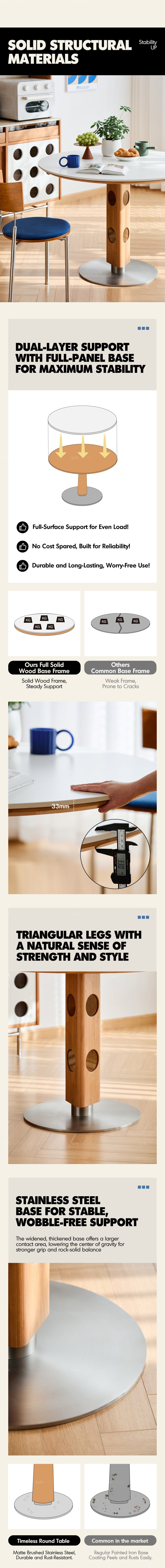 Scandinavian Cherry Wood Sintered Stone Round Dining Table TIMELESS More Details and Instruction_3