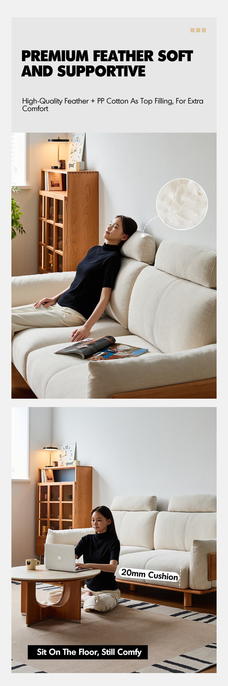 Scandinavian Mixed Weave Fabric 1 Seater Sofa BESSEN More Details and Instruction_5