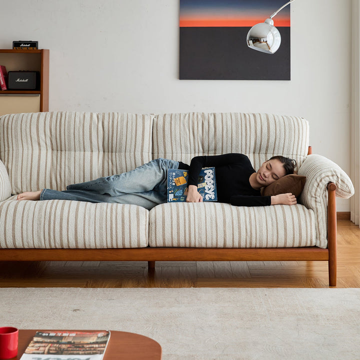 Scandinavian Chenille Velvet Fabric Boxwood 3 Seater Sofa OPEN BACKED