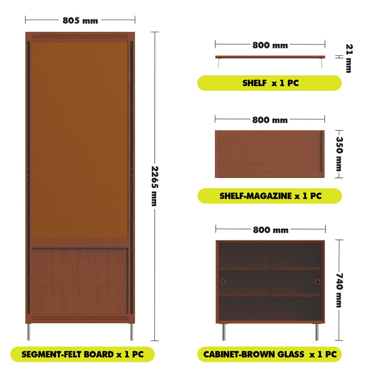 Vintage Boxwood Modular Hanging Wall Shelf System MUSE SINGLE