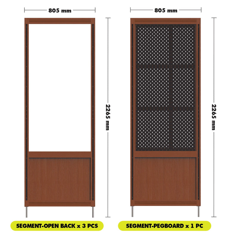 Bauhaus Boxwood Modular Hanging Wall Shelf System MUSE DINING Size Chart