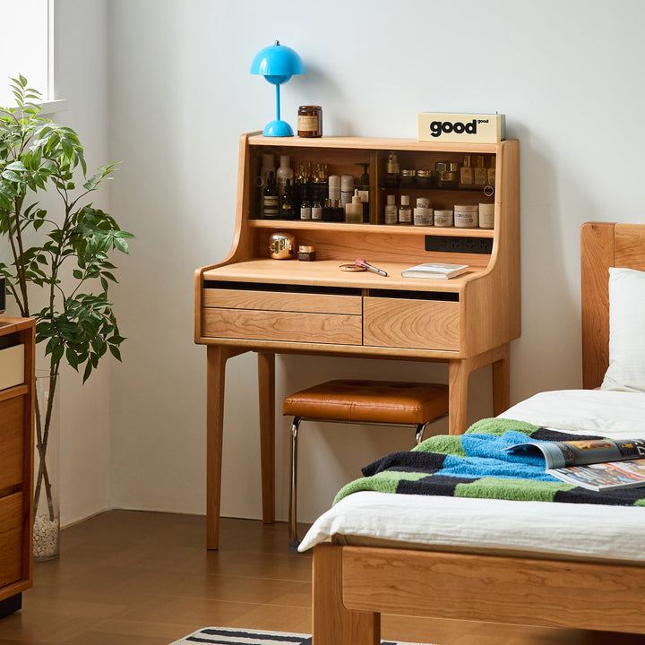 Scandinavian Cherry Wood Dressing Table FLOATING LIGHT