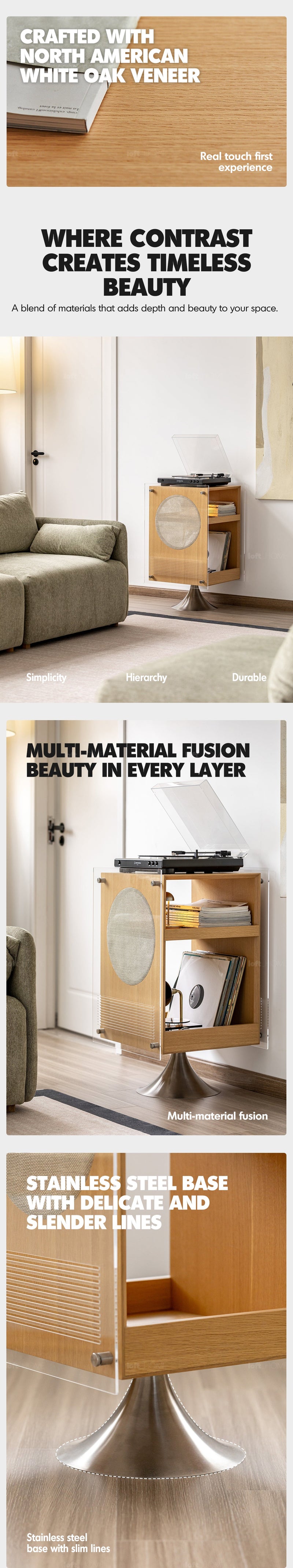 Minimalist Oak Wood Veneer Revolving Side Table MUSE More Details and Instruction_3