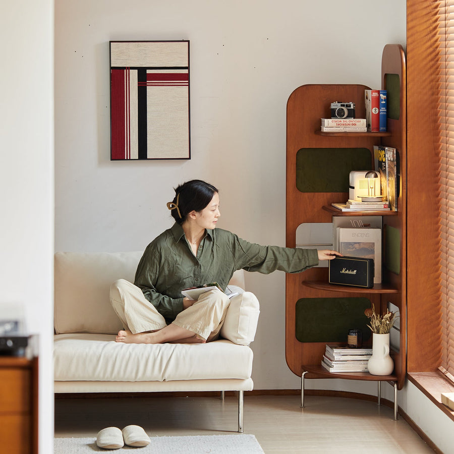 Bauhaus boxwood corner shelf strato color swatches.