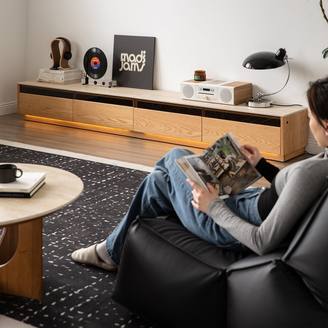 Scandinavian Oak Wood TV Console FLOATING LIGHT