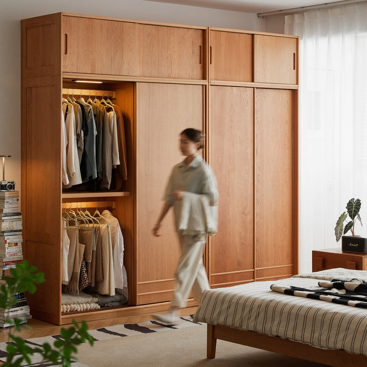 Scandinavian Cherry Wood Sliding Door Wardrobe AUTUMN