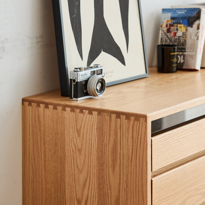 Scandinavian Oak Wood Chest Of 6 Drawers FLOATING LIGHT