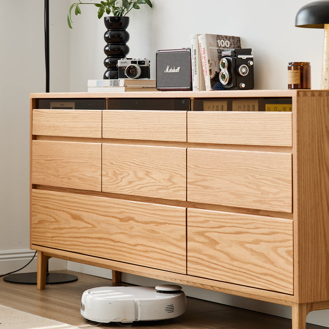 Scandinavian Oak Wood Chest Of 8 Drawers FLOATING LIGHT