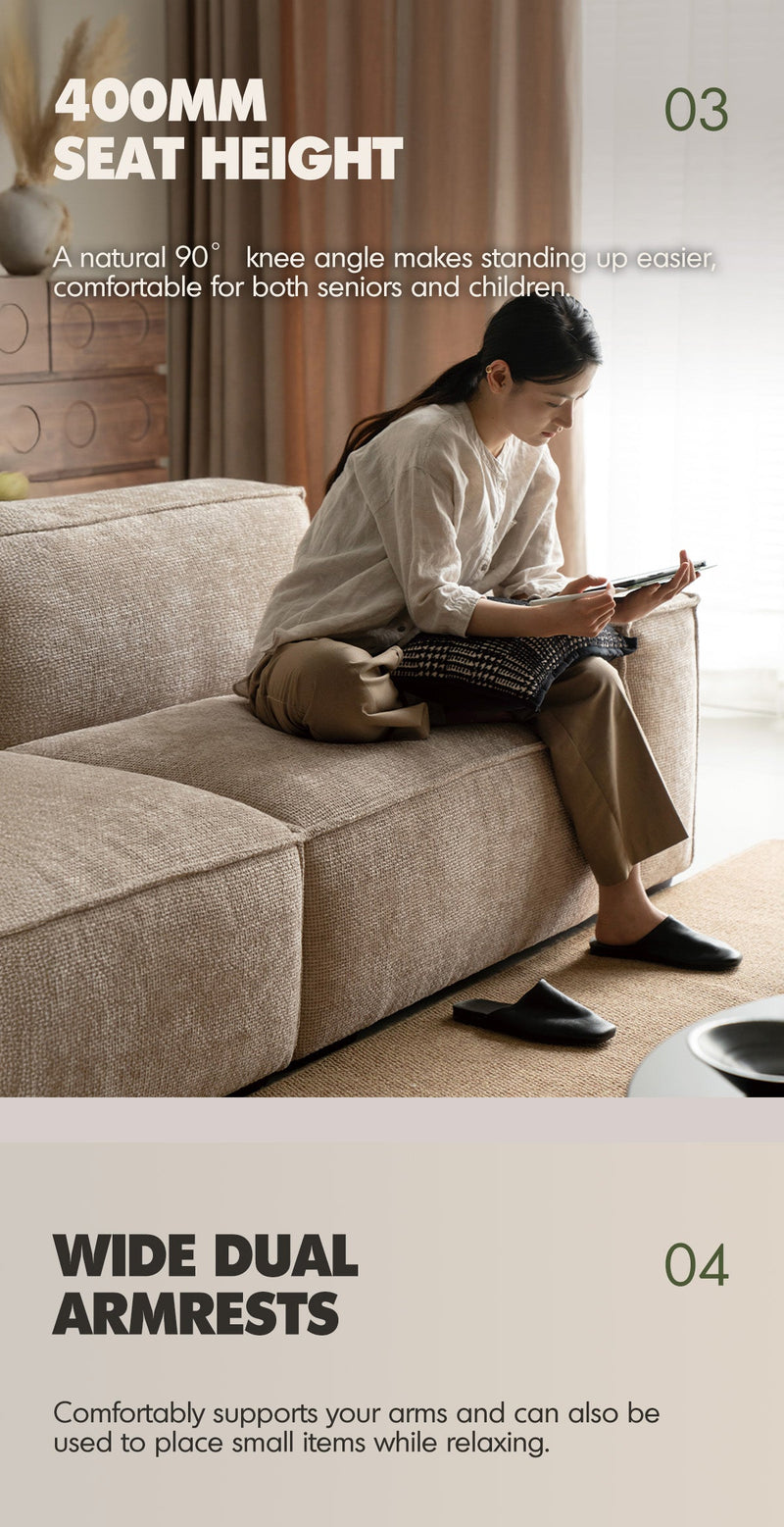 more product details and feature of Minimalist Linen Fabric 4 Seater Sofa CAMALEONDA