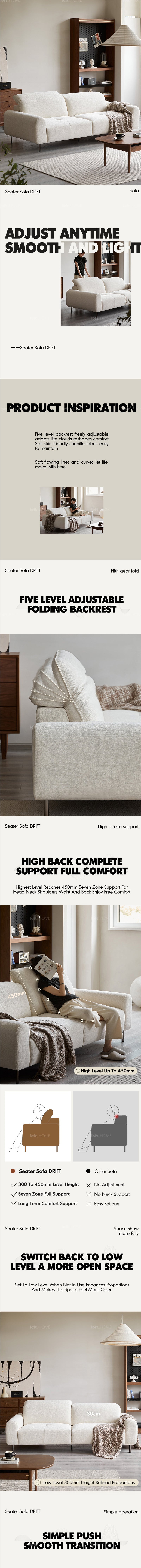 Minimalist Chenille Velvet Fabric 4 Seater Sofa DRIFT More Details and Instruction