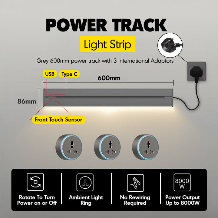 Aluminium Power Track And Adaptors With Motion Sensor LED Light