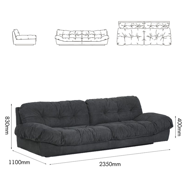 Contemporary Suede Fabric 3 Seater Sofa MILANO