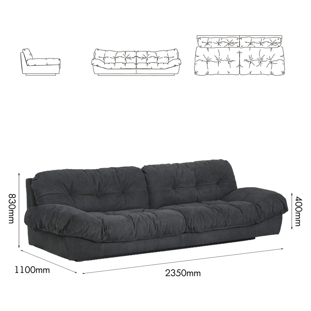 Contemporary suede fabric 3 seater sofa milano size charts.