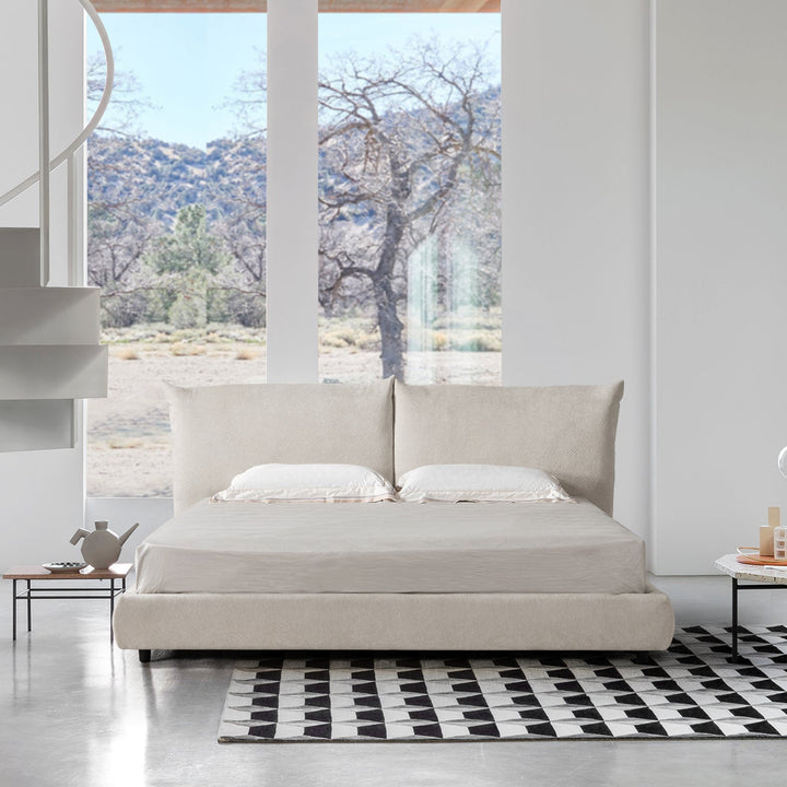 Contemporary velvet fabric bed standard situational feels.