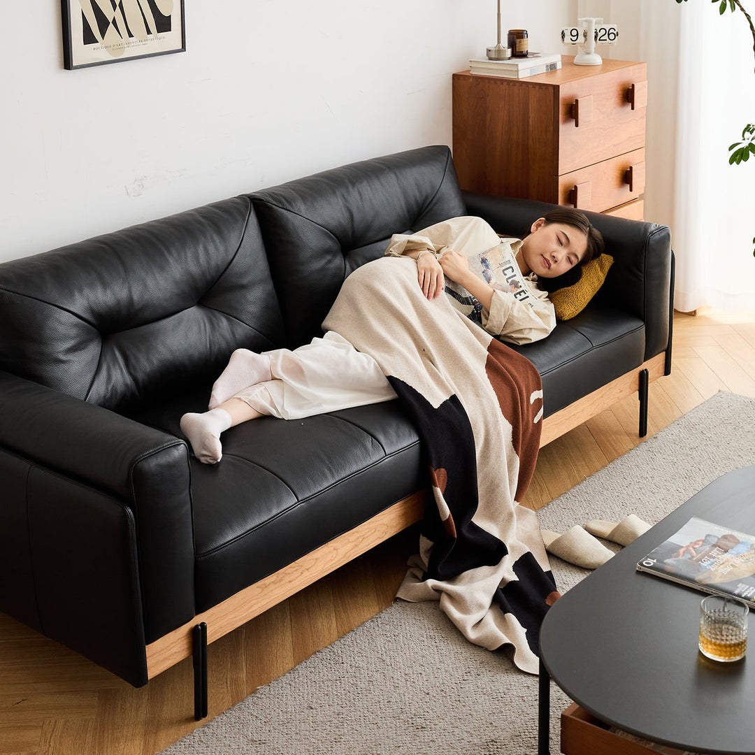 Vintage Microfiber Leather 2 Seater Sofa BLACK