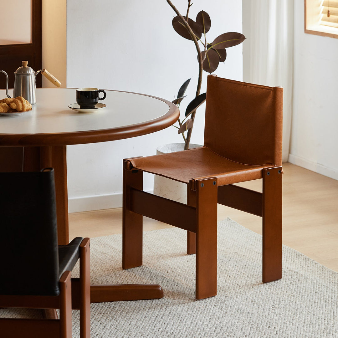 Bauhaus genuine leather dining chair tansu color swatches.