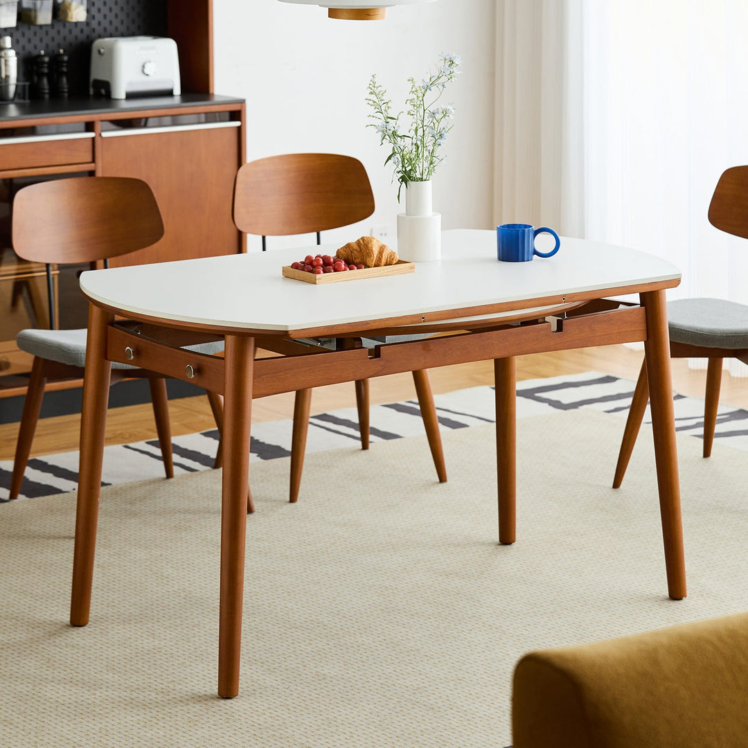 Bauhaus sintered stone extendable dining table minima in real life style.