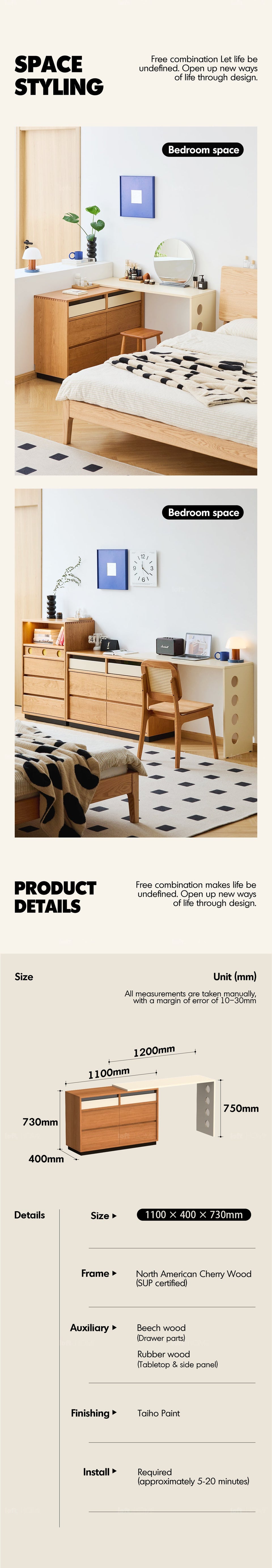 Scandinavian Cherry Wood Dressing Table TIMELESS More Details and Instruction_4