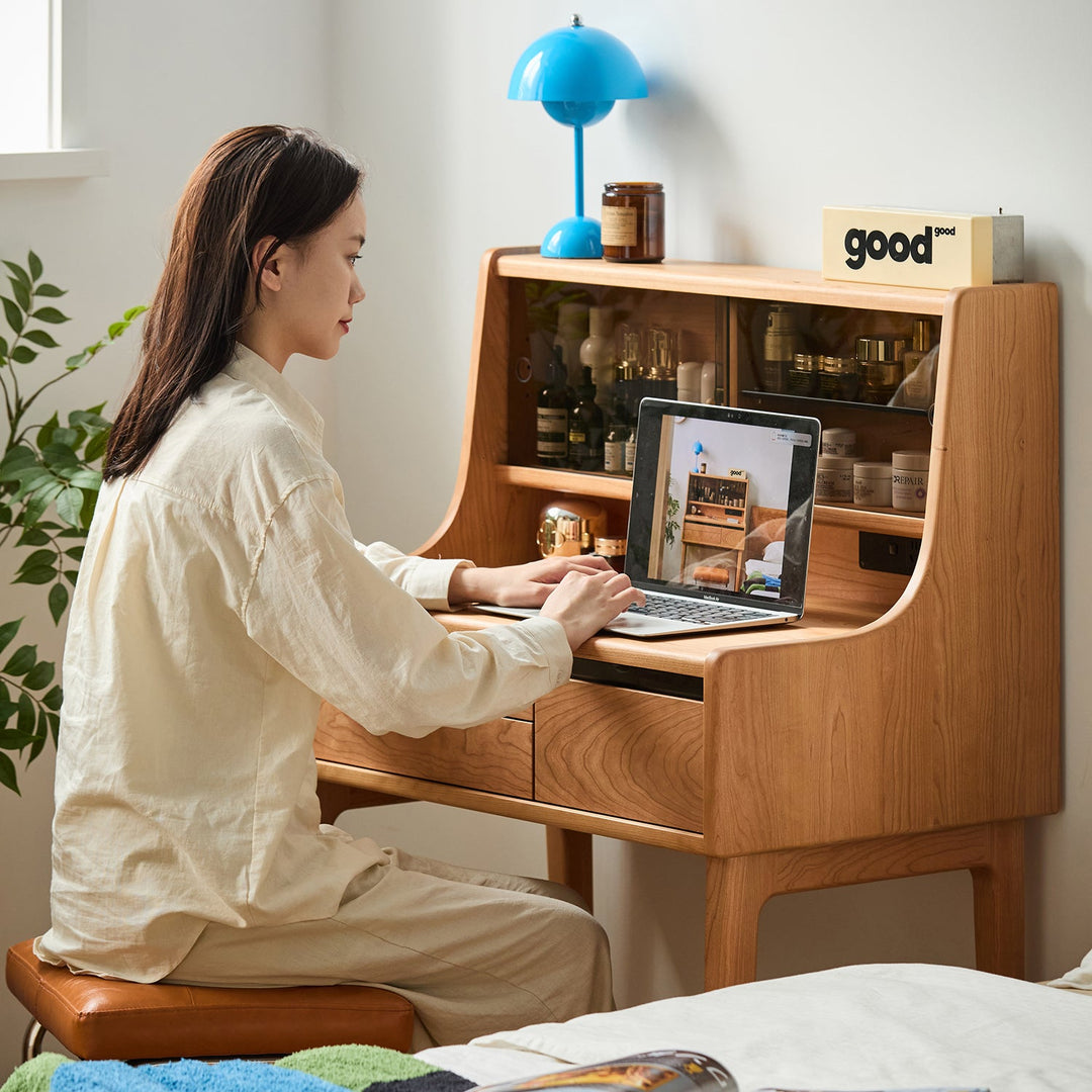 Scandinavian Cherry Wood Dressing Table FLOATING LIGHT