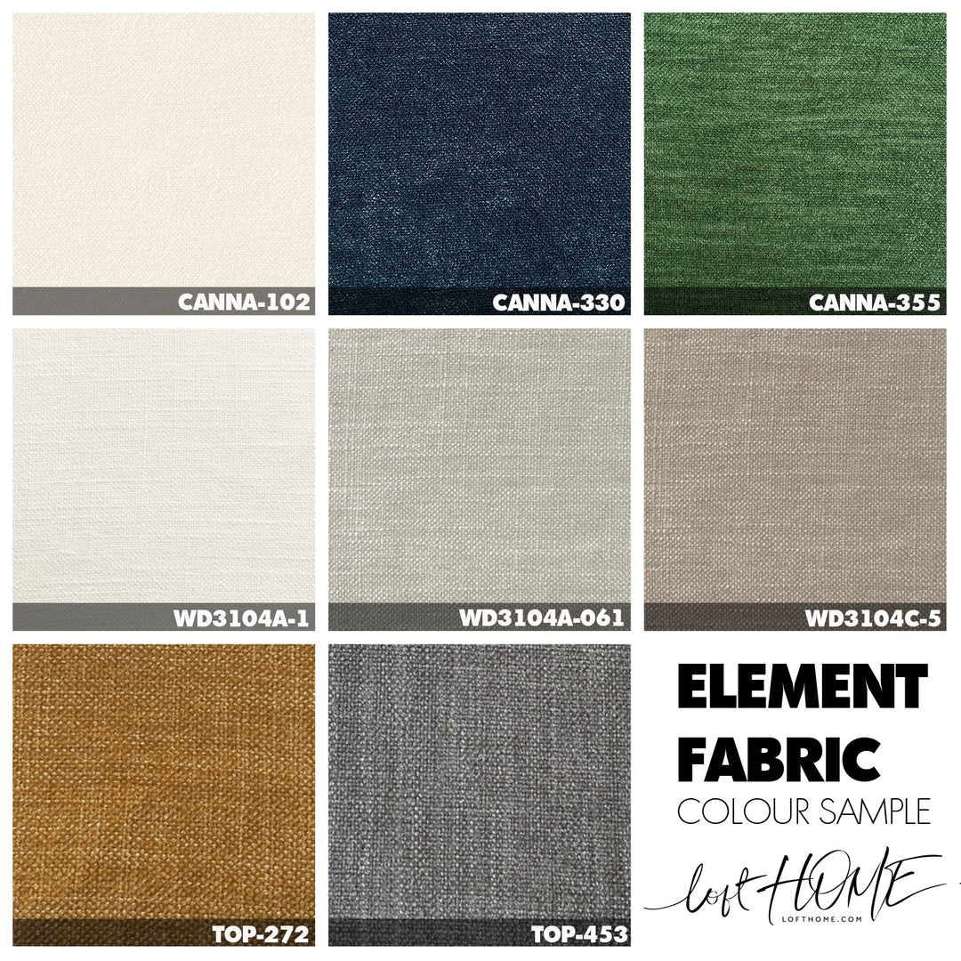 Vintage fabric 1 seater sofa element single color swatches.