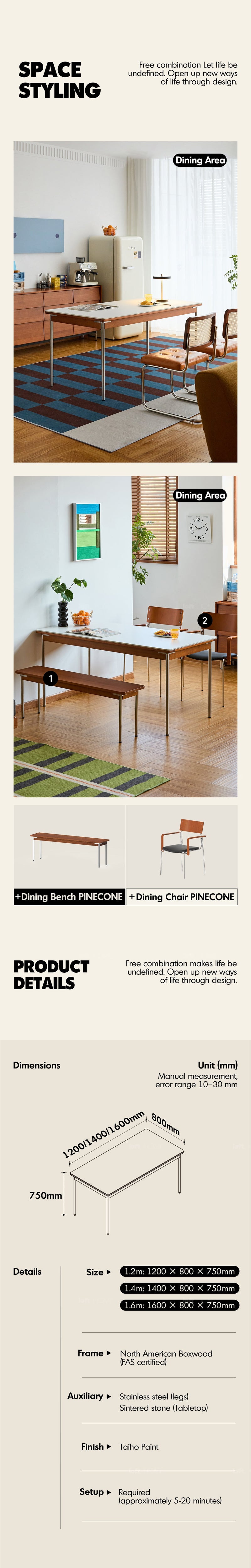 Bauhaus Sintered Stone Boxwood Dining Table PINECONE More Details and Instruction_4