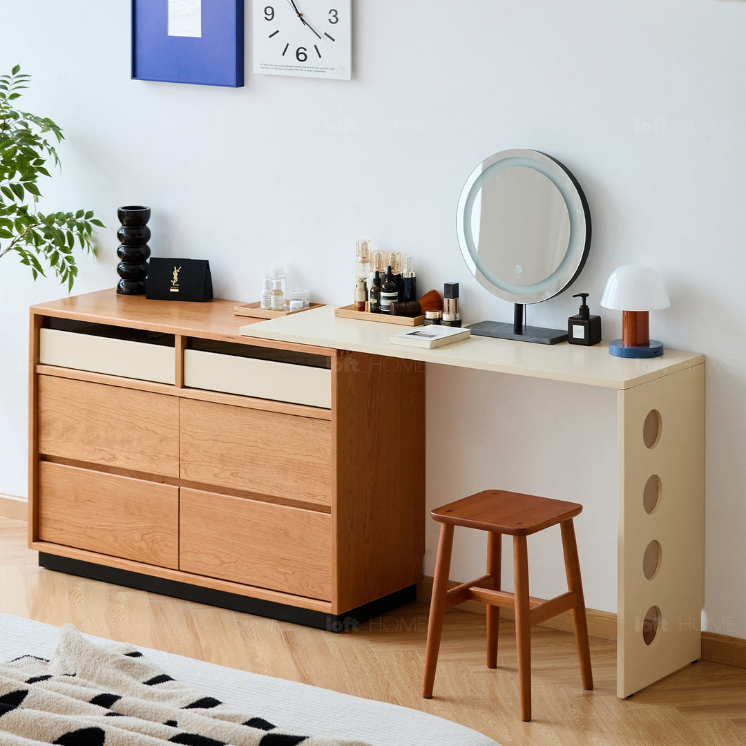 Scandinavian cherry wood dressing table timeless material variants.