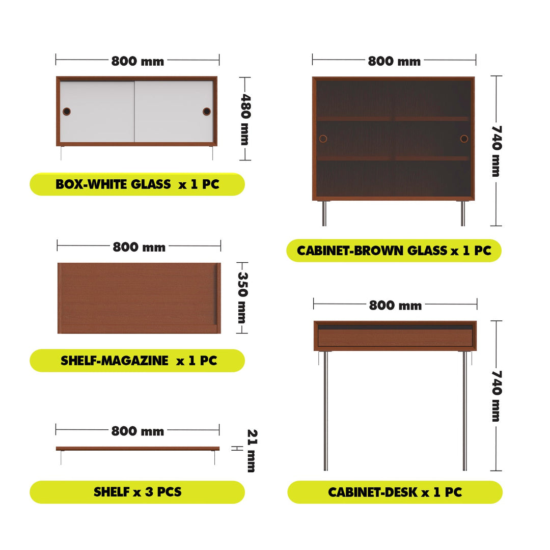 Vintage Boxwood Modular Hanging Wall Shelf System MUSE STUDY