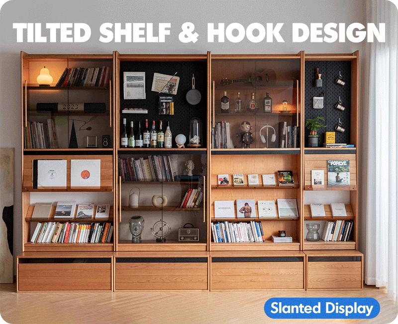 Scandinavian Cherry Wood Bookshelf STORY More Details and Instruction_4