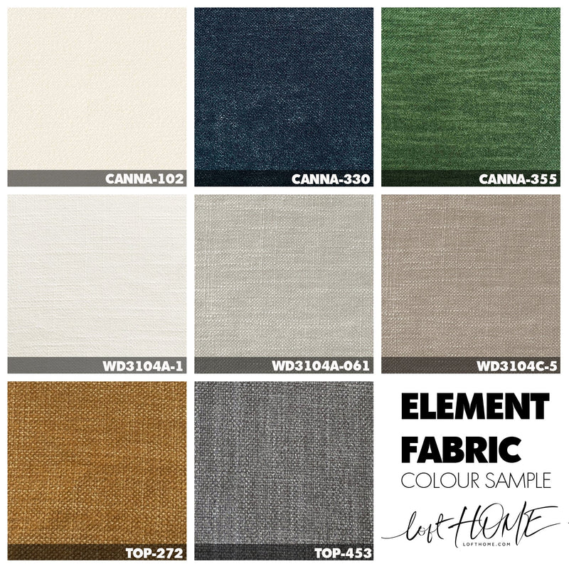 Vintage fabric 1 seater sofa element single color swatches.
