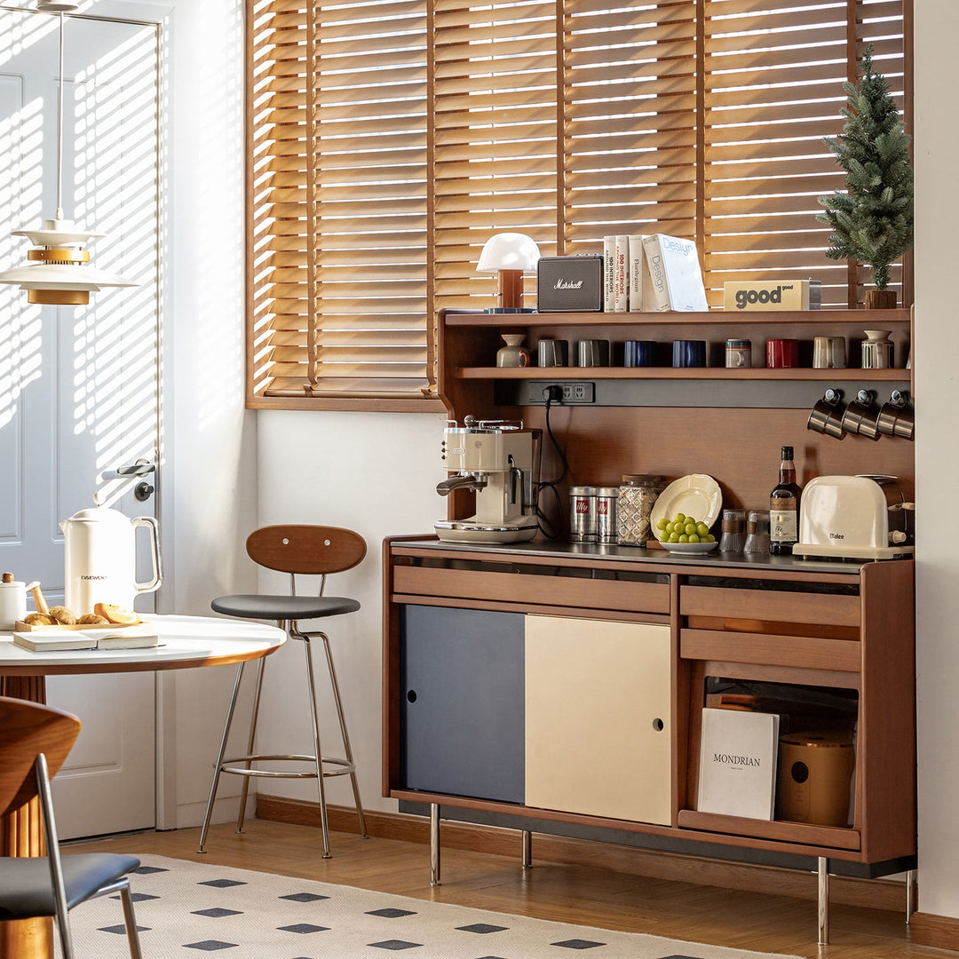 Bauhaus sintered stone storage side cabinet mies material variants.
