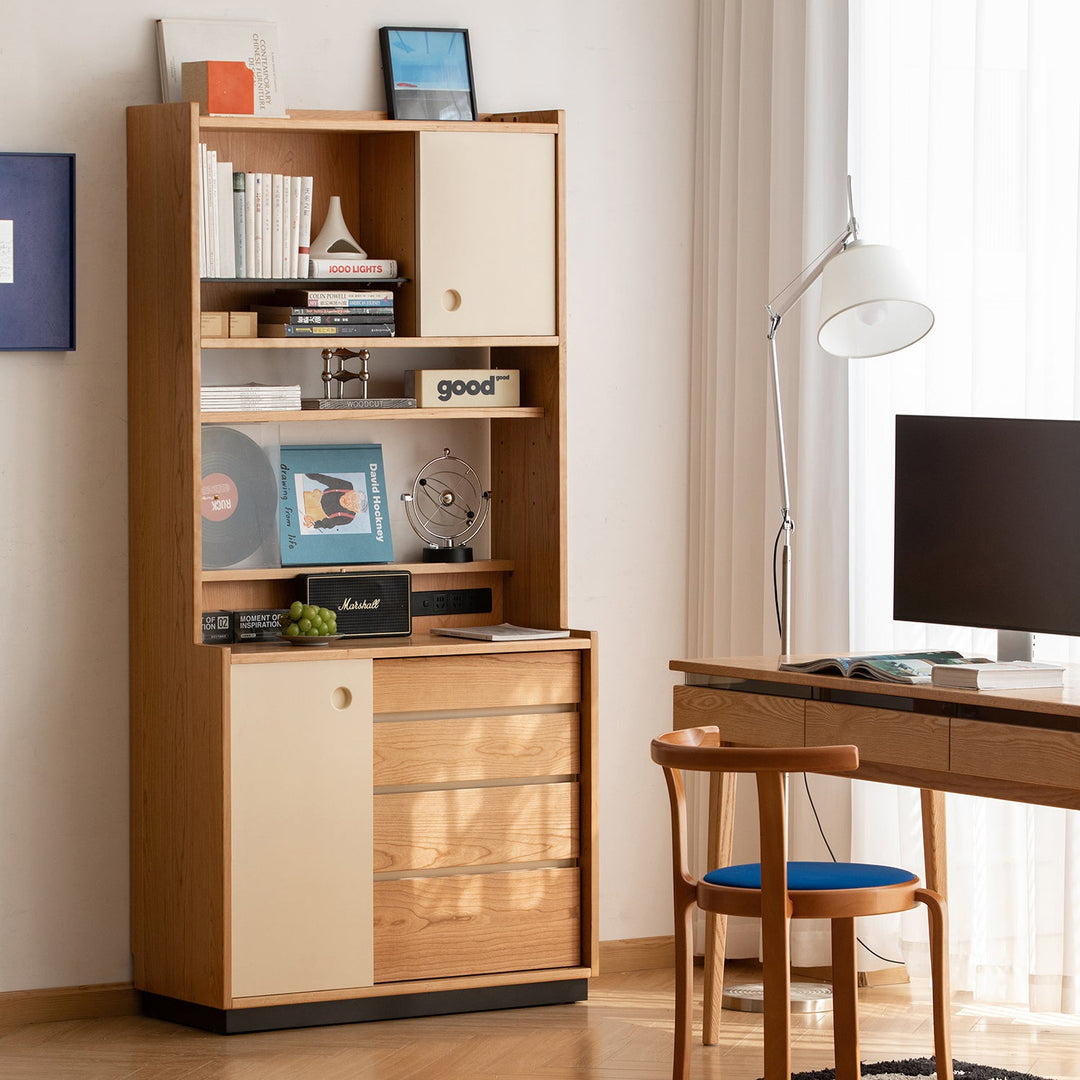 Scandinavian cherry wood storage side cabinet time material variants.